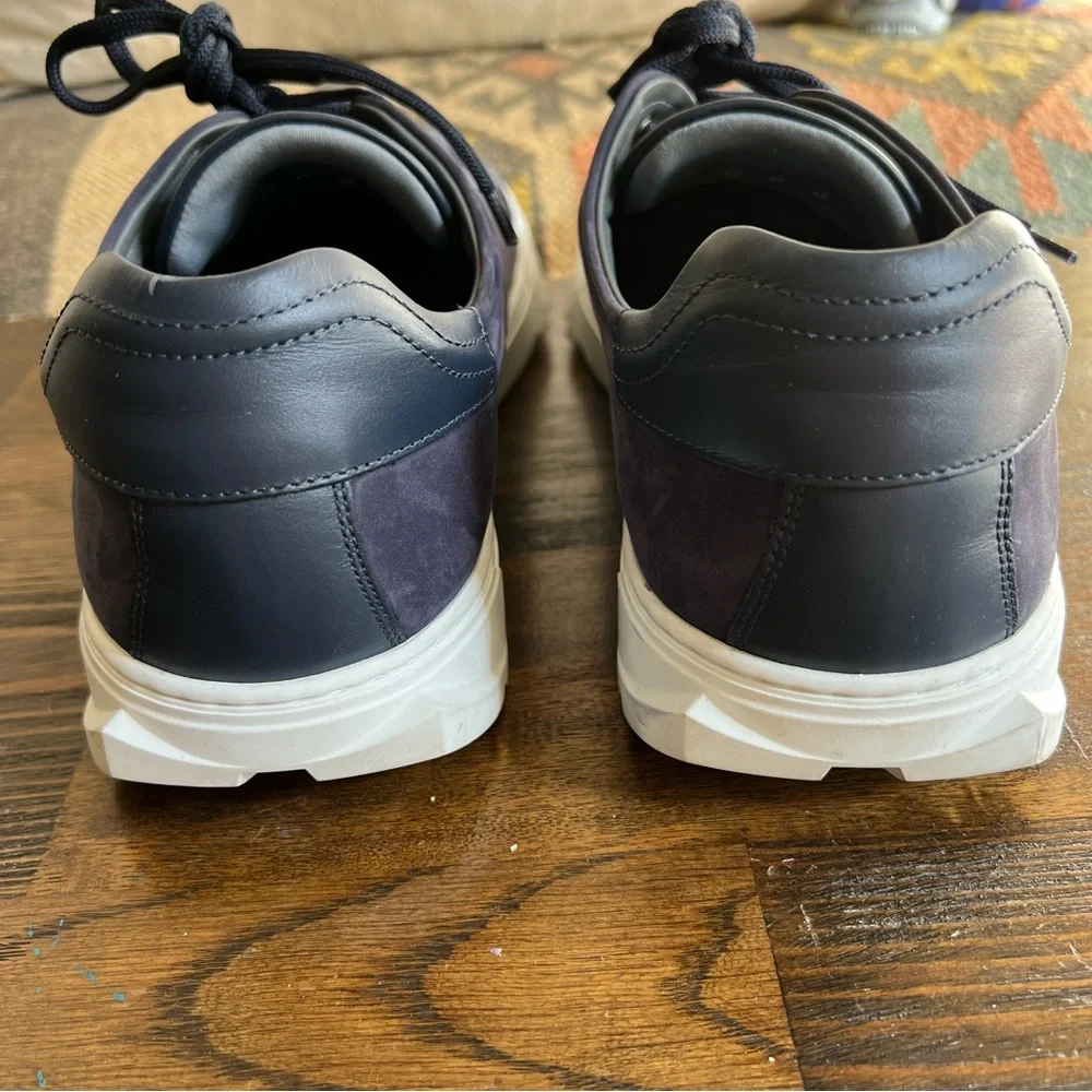 Salvatore Ferragamo $895 Cube Suede & Leather Low-Top Sneakers Navy - Picture 9 of 14